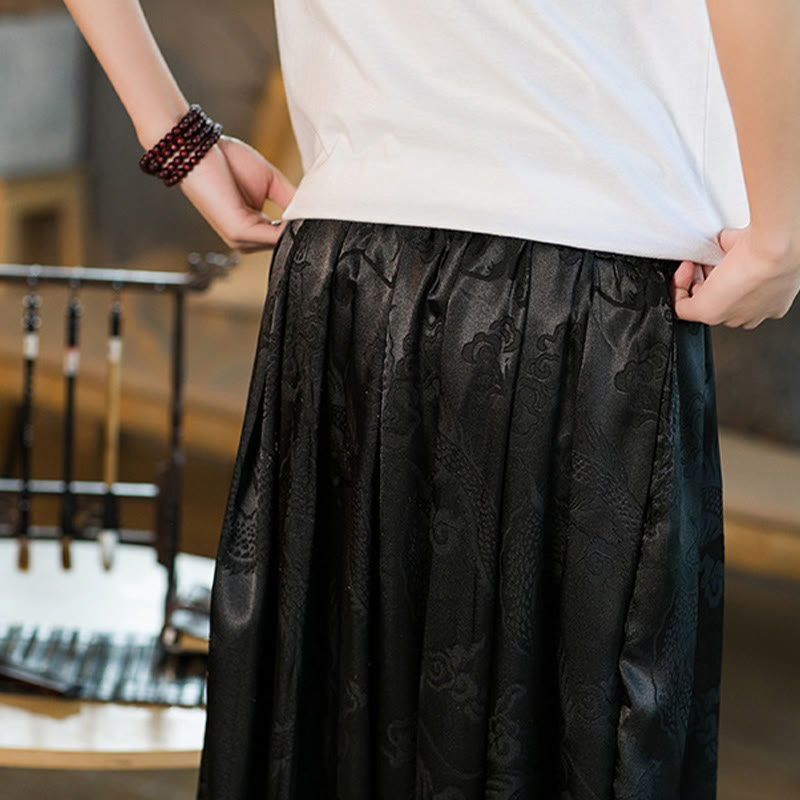 Pantaloni harem larghi da uomo con tasche e motivo a drago con Buddha Stones