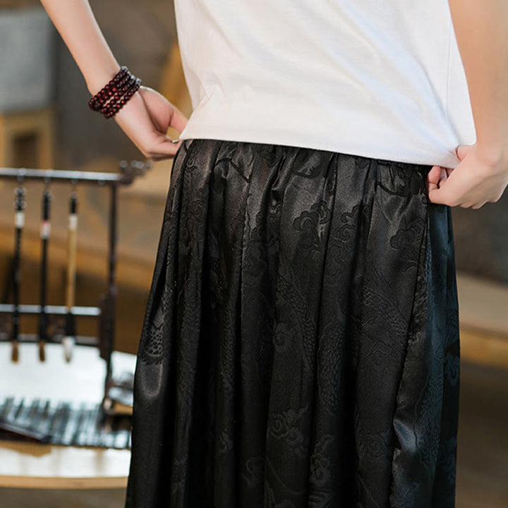 Pantaloni harem larghi da uomo con tasche e motivo a drago con Buddha Stones