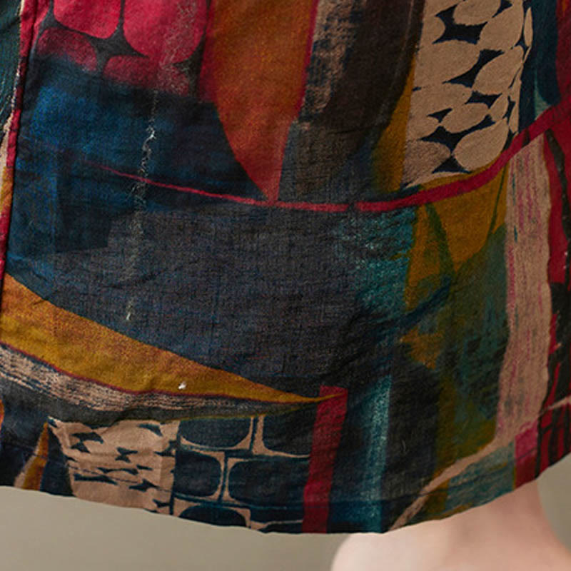 Vestito midi con grafica colorata Buddha Stones , tunica in cotone a mezza manica con tasche - image 12