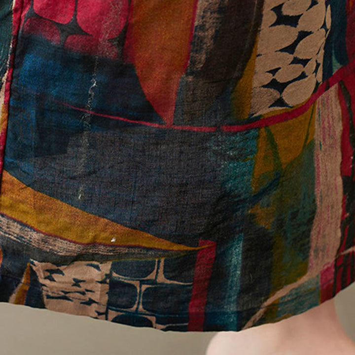 Vestito midi con grafica colorata Buddha Stones , tunica in cotone a mezza manica con tasche - image 12