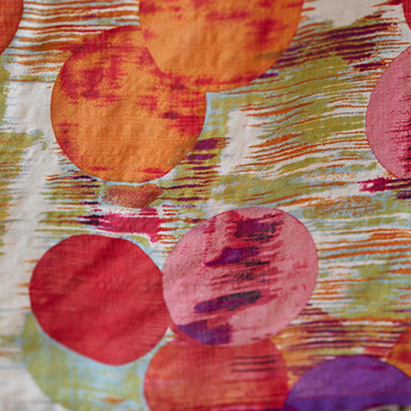 Abito midi in cotone con maniche a mezza manica e tasche, con pois colorati blu e arancioni, Buddha Stones - image 17