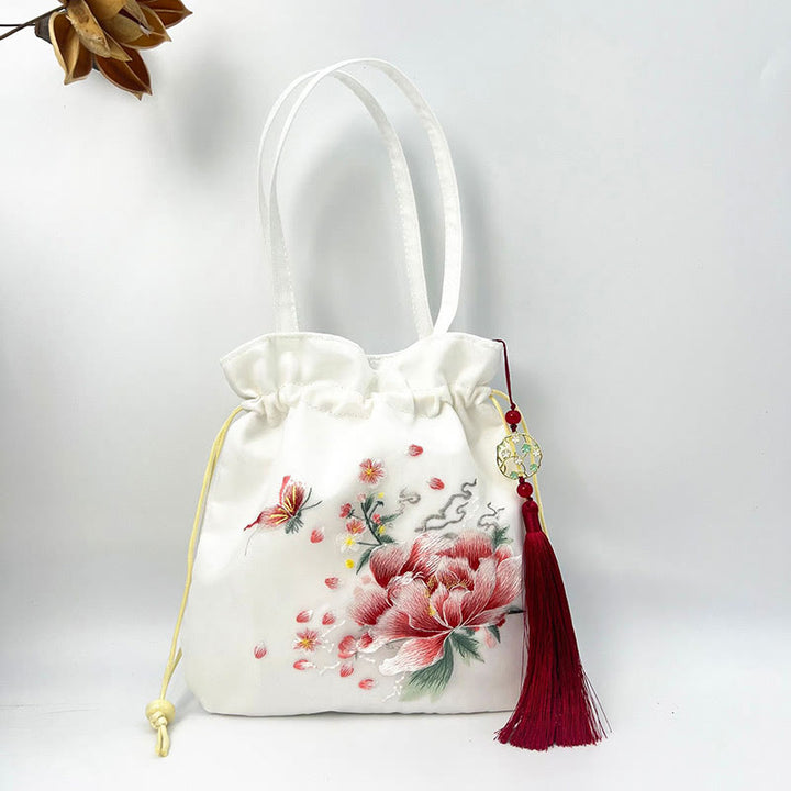 Buddha Stones Suzhou Ricamo Loto Cervo Epiphyllum Peonia Coniglio Cotone Lino Tote Borsa A Tracolla Borsa A Tracolla Borsa A Mano