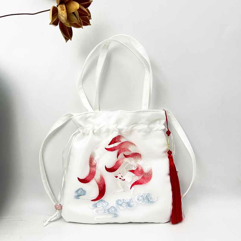 Buddha Stones Suzhou Ricamo Loto Cervo Epiphyllum Peonia Coniglio Cotone Lino Tote Borsa A Tracolla Borsa A Tracolla Borsa A Mano