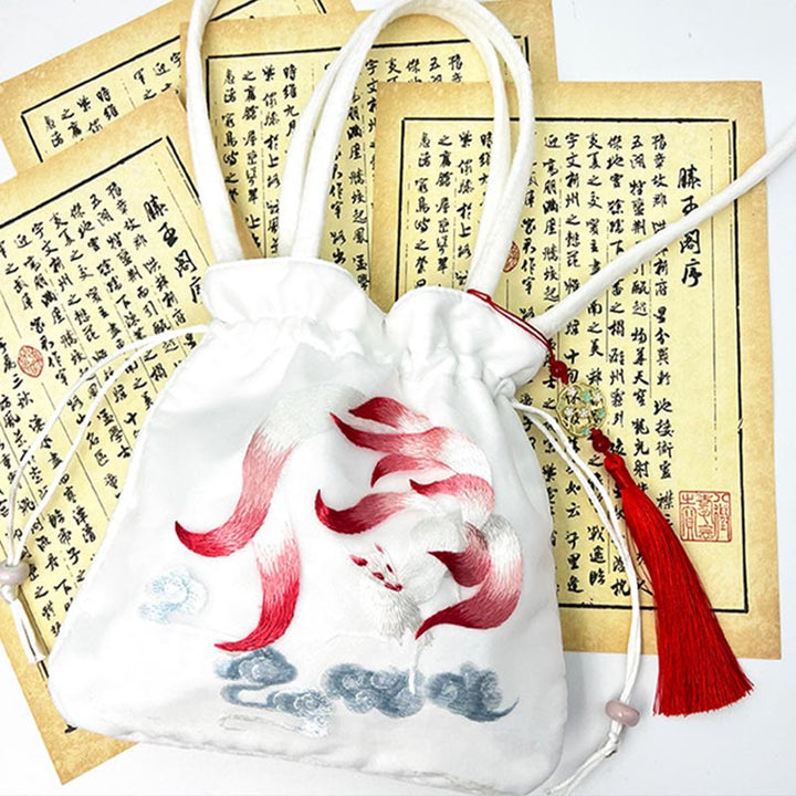 Buddha Stones Suzhou Ricamo Loto Cervo Epiphyllum Peonia Coniglio Cotone Lino Tote Borsa A Tracolla Borsa A Tracolla Borsa A Mano