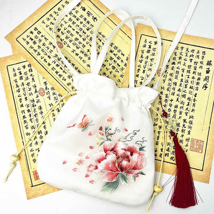 Buddha Stones Suzhou Ricamo Loto Cervo Epiphyllum Peonia Coniglio Cotone Lino Tote Borsa A Tracolla Borsa A Tracolla Borsa A Mano