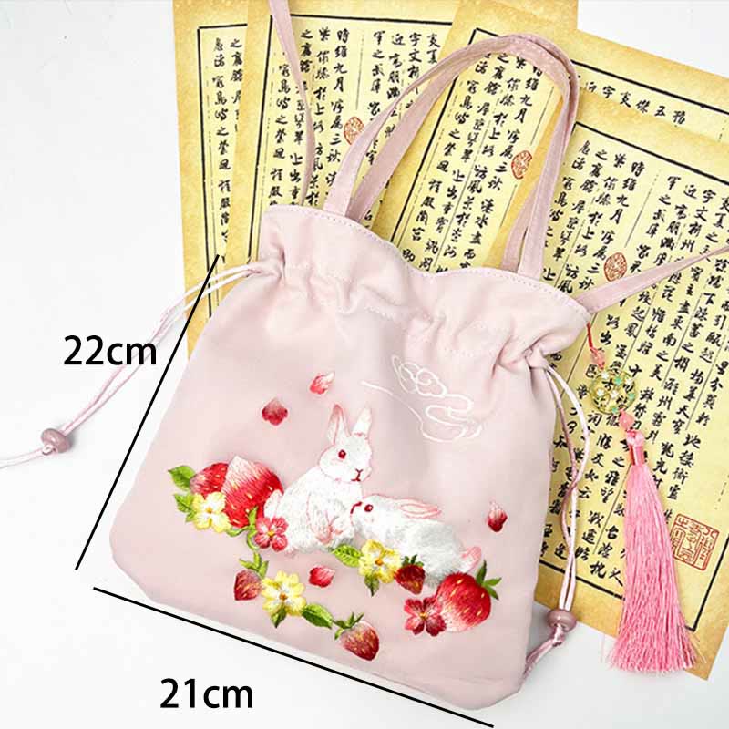 Buddha Stones Suzhou Ricamo Loto Cervo Epiphyllum Peonia Coniglio Cotone Lino Tote Borsa A Tracolla Borsa A Tracolla Borsa A Mano
