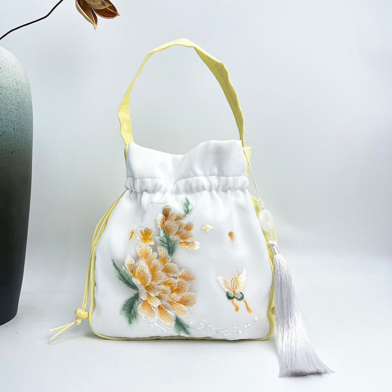 Buddha Stones Suzhou Ricamo Coniglio Loto Epiphyllum Peonia Magnolia Tote Borsa a tracolla Borsa a tracolla Borsa a mano