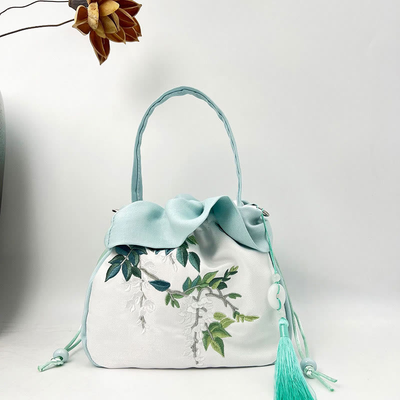 Buddha Stones Suzhou Ricamo Camelia Magnolia Peonia Loto Seta Tote Borsa a Tracolla Borsa a Tracolla Borsa a Mano