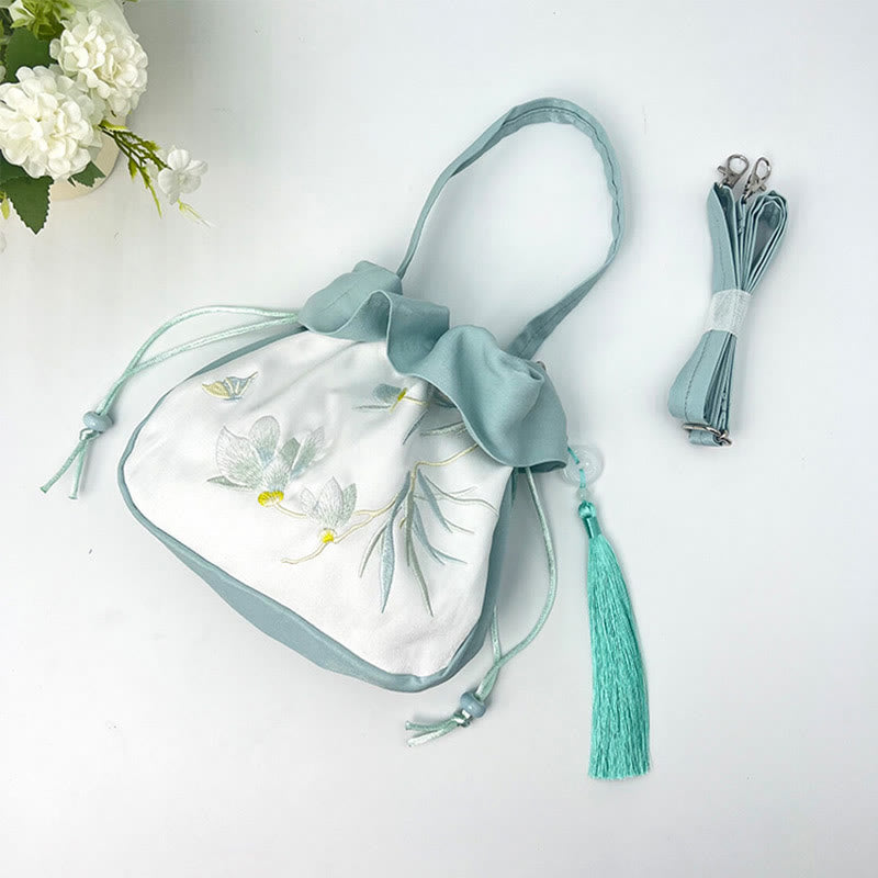 Buddha Stones Suzhou Ricamo Camelia Magnolia Peonia Loto Seta Tote Borsa a Tracolla Borsa a Tracolla Borsa a Mano