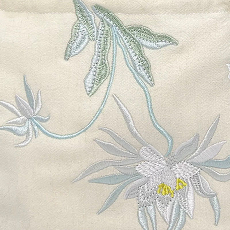 Buddha Stones Suzhou Ricamo Lotus Epiphyllum Magnolia Cotone Lino Tote Borsa A Tracolla Borsa A Mano