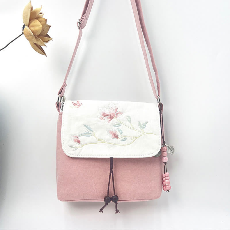 Buddha Stones Ricamato Camelia Epiphyllum Gardenia Sakura Fiori Borsa a Tracolla Borsa a Tracolla Borsa per Cellulare