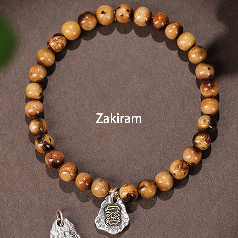 Buddha Stones 925 Sterling Silver Natural Golden Sea Willow Zakiram Dea della Ricchezza Fortuna Fu Carattere Braccialetto di Successo