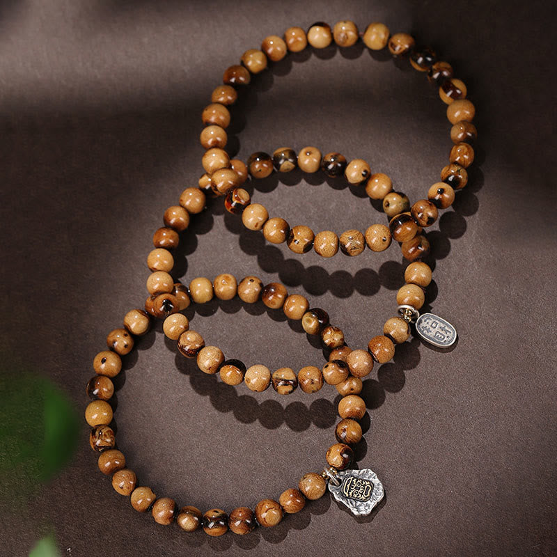 Buddha Stones 925 Sterling Silver Natural Golden Sea Willow Zakiram Dea della Ricchezza Fortuna Fu Carattere Braccialetto di Successo