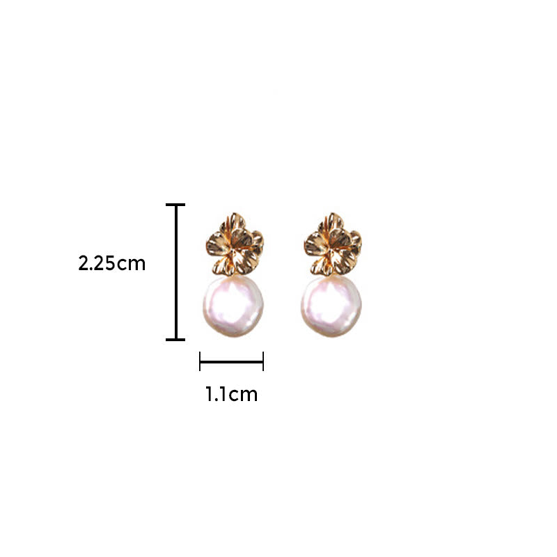 Orecchini pendenti con perle barocche naturali in argento sterling 925, motivo a forma di fiore, Buddha Stones
