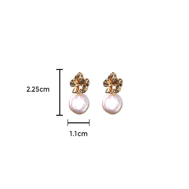 Orecchini pendenti con perle barocche naturali in argento sterling 925, motivo a forma di fiore, Buddha Stones