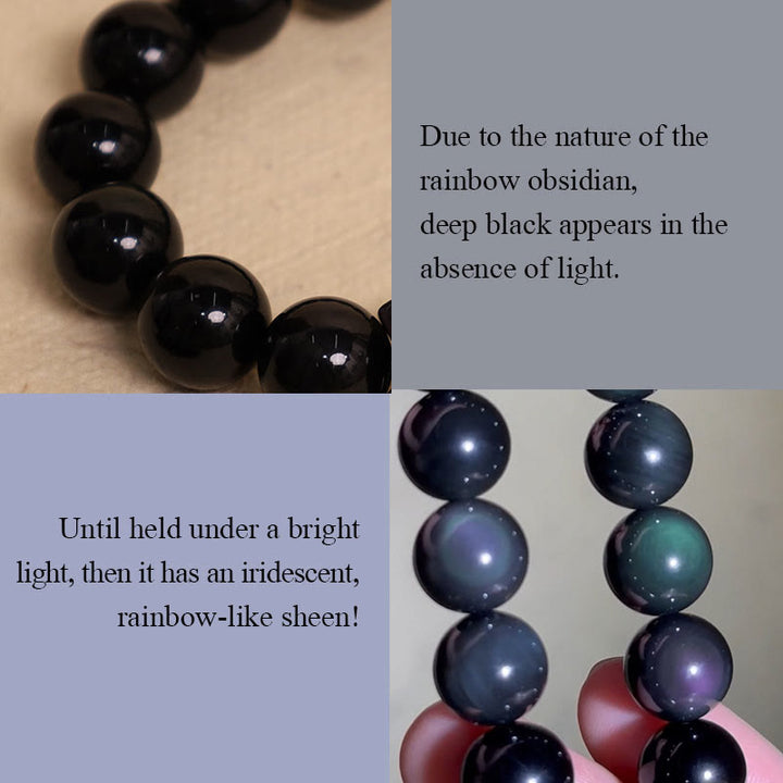 Bracciale Buddha Stones Natural Rainbow Obsidian Positive Transformation