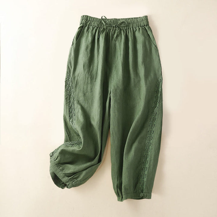 Pantaloni harem larghi con coulisse e tasche, tinta unita, con motivo floreale Buddha Stones. - Verde - US8-10, UK/AU12-14, EU40-42 (2XL) - image 20
