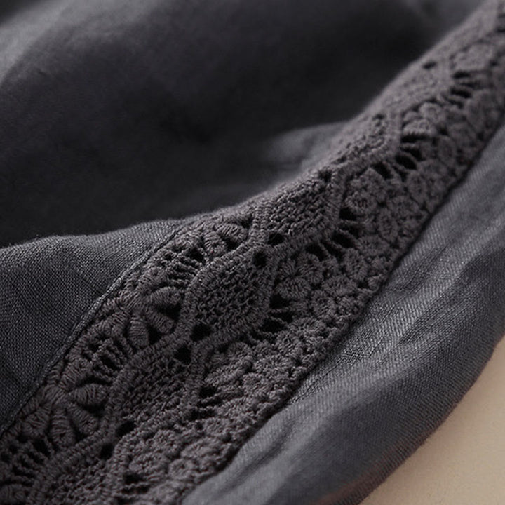 Pantaloni harem larghi con coulisse e tasche, tinta unita, con motivo floreale Buddha Stones. - image 16