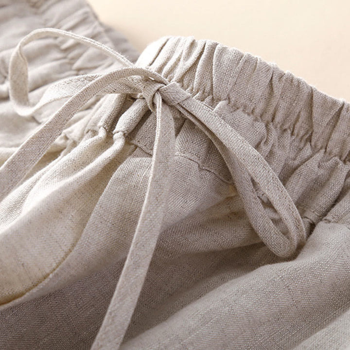 Pantaloni harem larghi con coulisse e tasche, motivo floreale in tinta unita con Buddha Stones - image 3