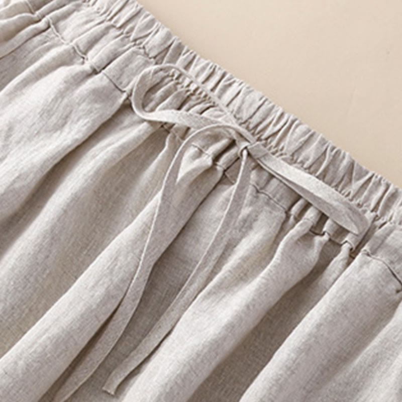 Pantaloni harem larghi con coulisse e tasche, motivo floreale in tinta unita con Buddha Stones - image 2