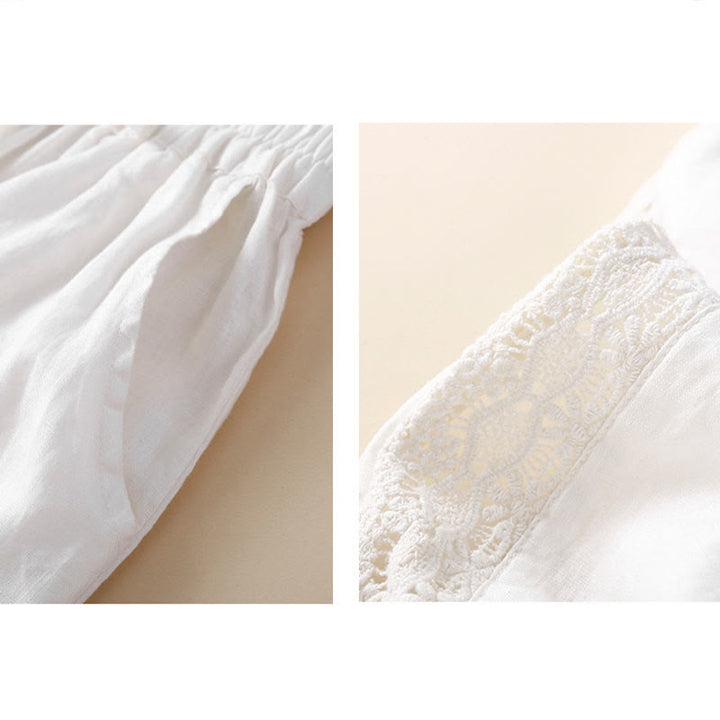 Pantaloni harem larghi con coulisse e tasche, tinta unita, con motivo floreale Buddha Stones. - image 13