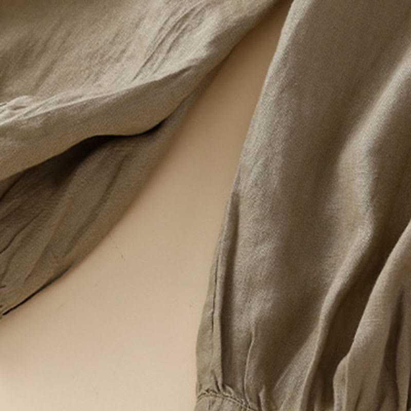 Pantaloni harem larghi con coulisse e tasche, motivo floreale in tinta unita con Buddha Stones - image 27