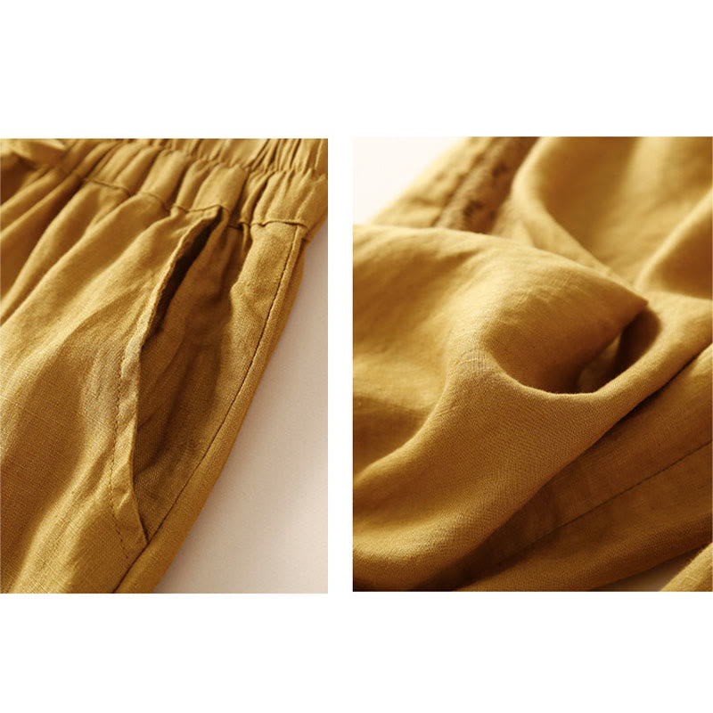 Pantaloni harem larghi con coulisse e tasche, tinta unita, con motivo floreale Buddha Stones. - image 31