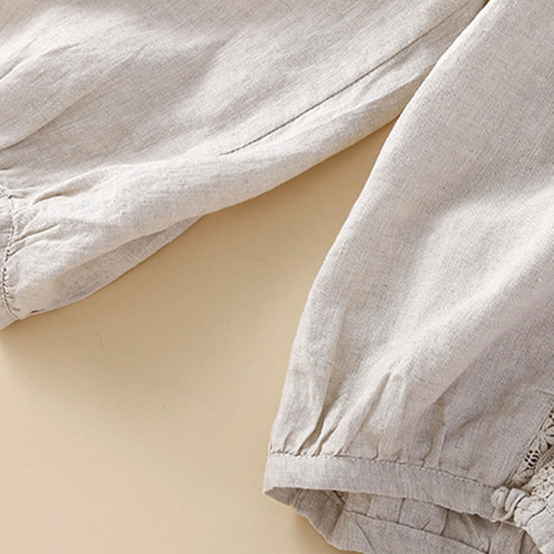 Pantaloni harem larghi con coulisse e tasche, motivo floreale in tinta unita con Buddha Stones - image 6