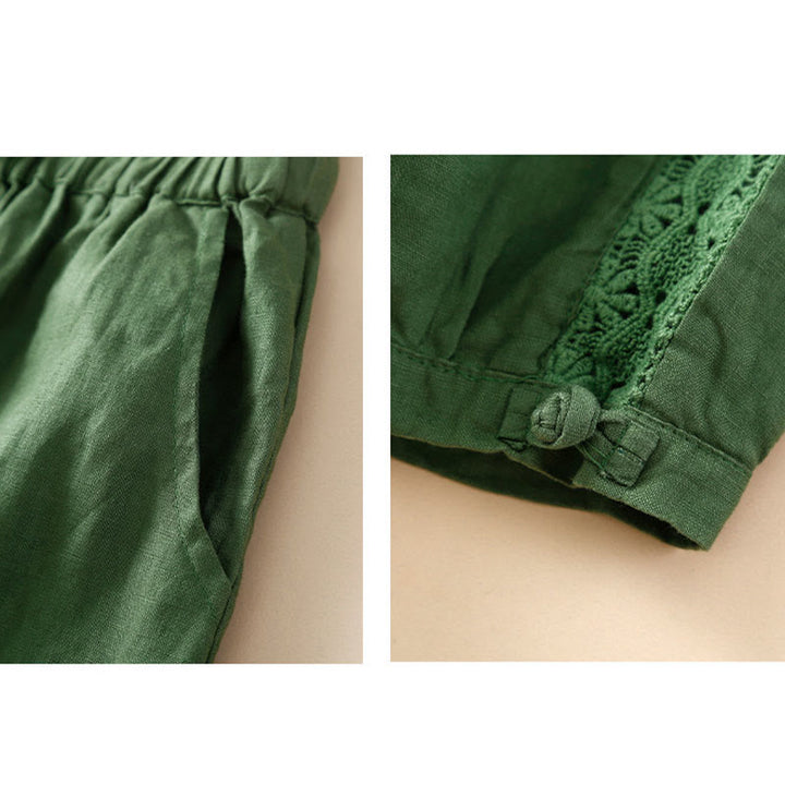 Pantaloni harem larghi con coulisse e tasche, tinta unita, con motivo floreale Buddha Stones. - image 22