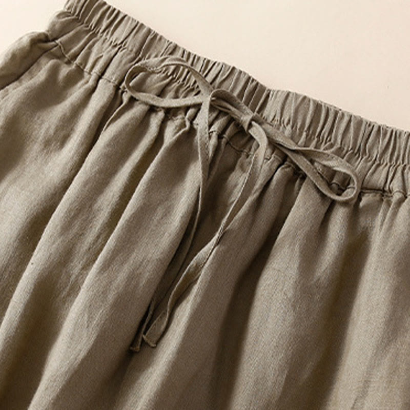 Pantaloni harem larghi con coulisse e tasche, tinta unita, con motivo floreale Buddha Stones. - image 26