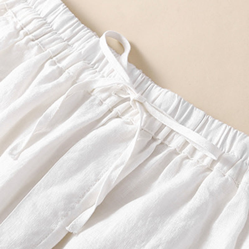 Pantaloni harem larghi con coulisse e tasche, motivo floreale in tinta unita con Buddha Stones - image 11