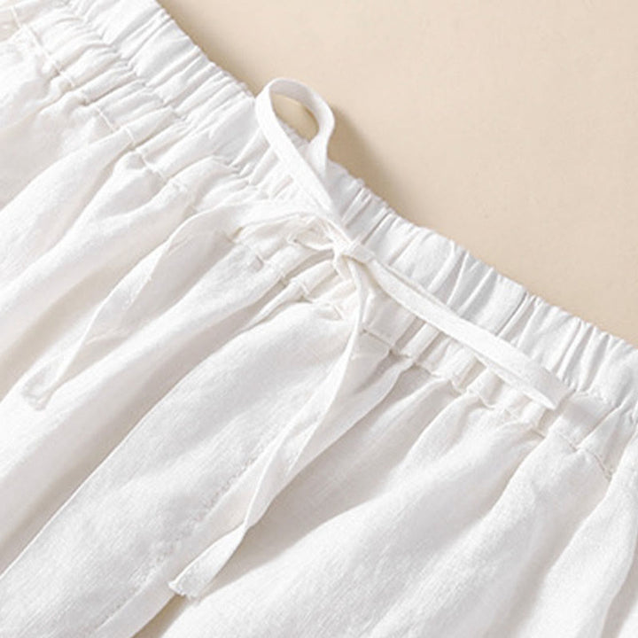 Pantaloni harem larghi con coulisse e tasche, motivo floreale in tinta unita con Buddha Stones - image 11