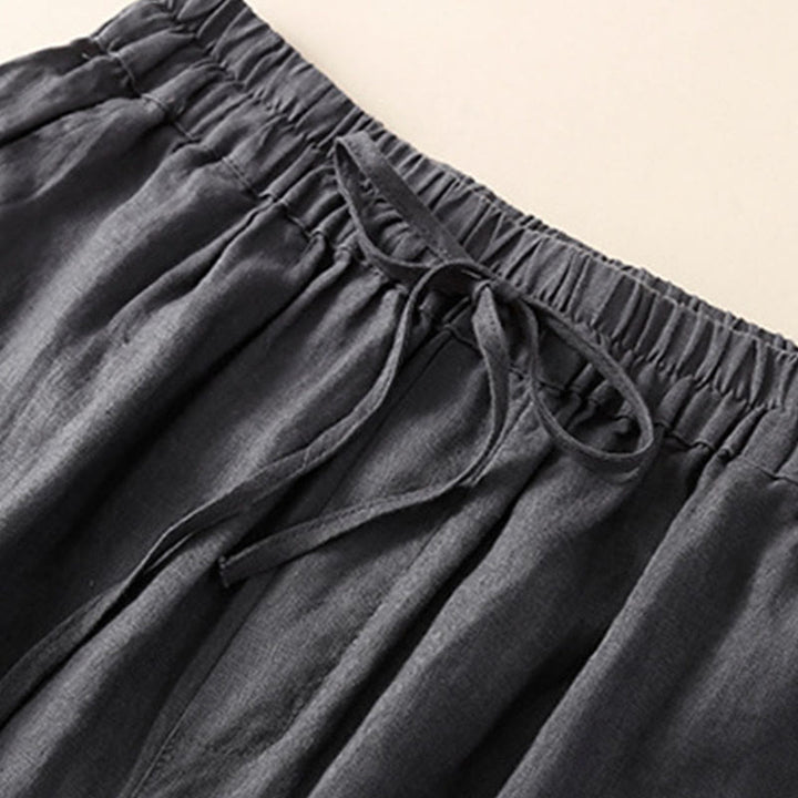 Pantaloni harem larghi con coulisse e tasche, tinta unita, con motivo floreale Buddha Stones. - image 15