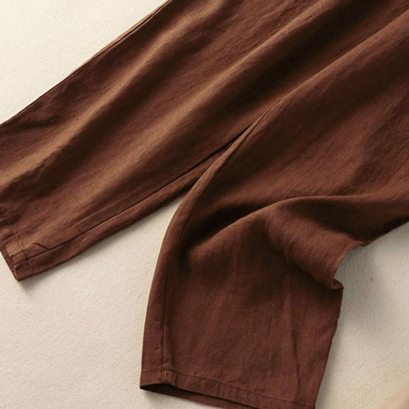 Pantaloni harem Capri con elastico in vita e tasche, ricamo vintage con Buddha Stones - image 11