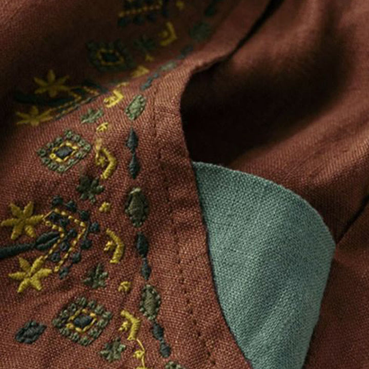 Pantaloni harem Capri con elastico in vita e tasche, ricamo vintage con Buddha Stones - image 12