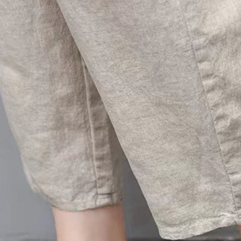 Pantaloni harem Capri con elastico in vita e tasche, ricamo vintage con Buddha Stones - image 19
