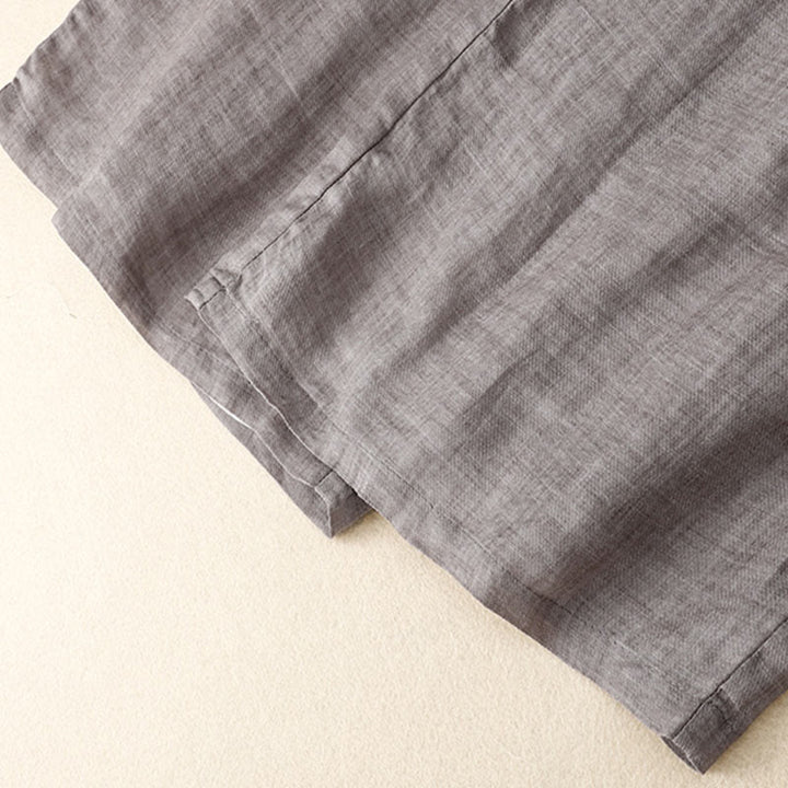 Pantaloni a gamba larga con coulisse in cotone e lino con stampa floreale Buddha Stones tasche a vita alta - image 10