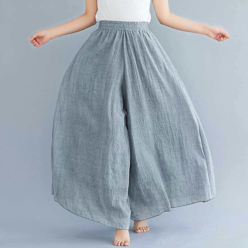 Pantaloni larghi in cotone e lino casual da donna Buddha Stones per yoga e danza