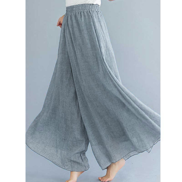 Pantaloni larghi in cotone e lino casual da donna Buddha Stones per yoga e danza