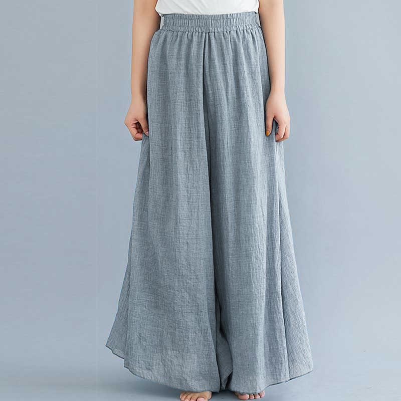 Pantaloni larghi in cotone e lino casual da donna Buddha Stones per yoga e danza