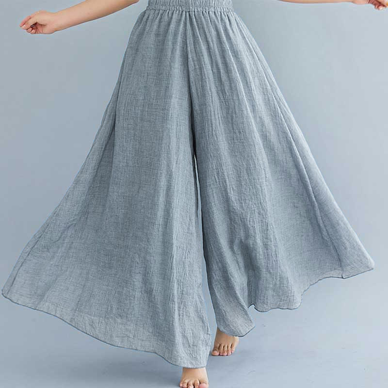 Pantaloni larghi in cotone e lino casual da donna Buddha Stones per yoga e danza