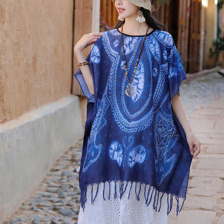 Buddha Stones Blue Geometry Batik Scialle Nappe Maglione da viaggio accogliente 90*95cm