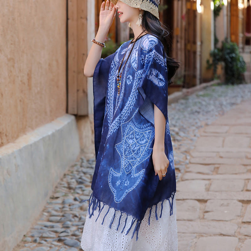 Buddha Stones Blue Geometry Batik Scialle Nappe Maglione da viaggio accogliente 90*95cm
