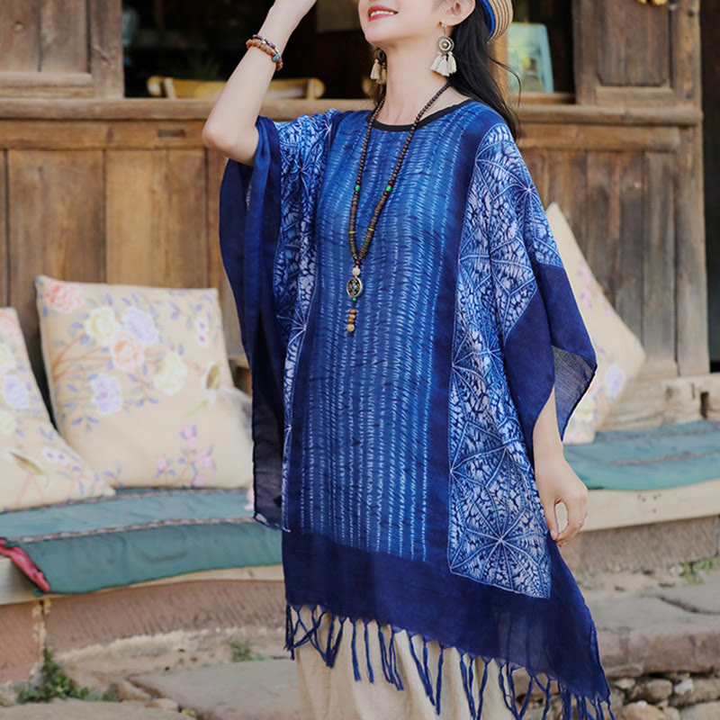 Buddha Stones Blu Geometric Stripes Batik Scialle Nappe Maglione da viaggio accogliente 90*95cm