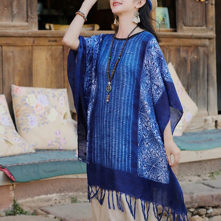 Buddha Stones Blu Geometric Stripes Batik Scialle Nappe Maglione da viaggio accogliente 90*95cm