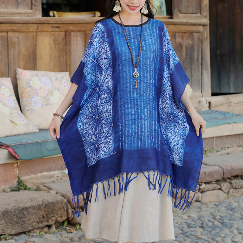 Buddha Stones Blu Geometric Stripes Batik Scialle Nappe Maglione da viaggio accogliente 90*95cm