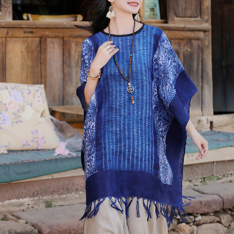 Buddha Stones Blu Geometric Stripes Batik Scialle Nappe Maglione da viaggio accogliente 90*95cm