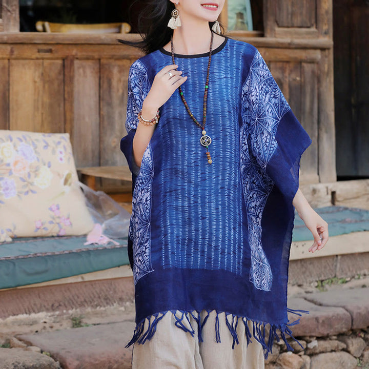 Buddha Stones Blu Geometric Stripes Batik Scialle Nappe Maglione da viaggio accogliente 90*95cm