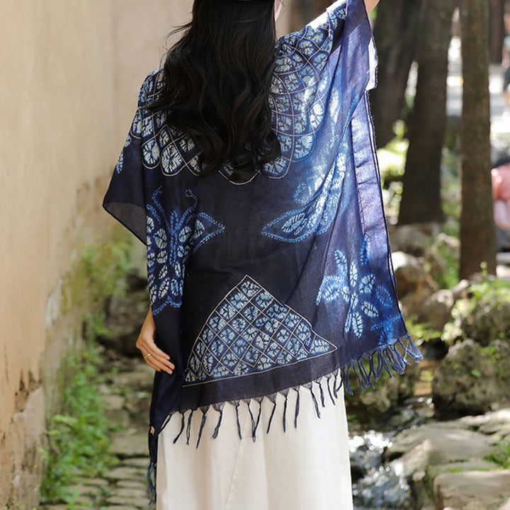 Buddha Stones Blue Butterfly Batik Scialle Nappe Maglione da viaggio accogliente 90*95cm