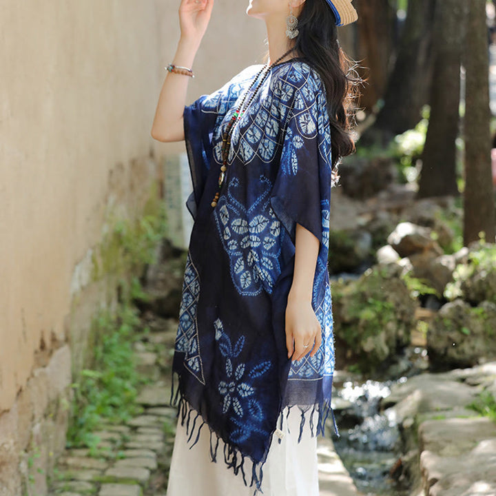 Buddha Stones Blue Butterfly Batik Scialle Nappe Maglione da viaggio accogliente 90*95cm